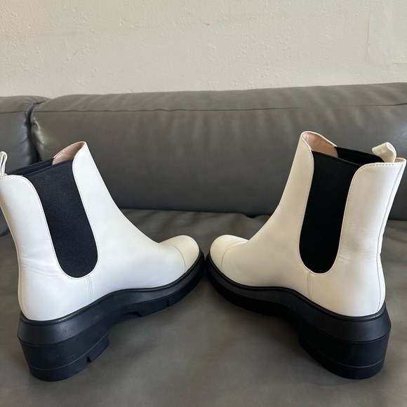 Norah Leather Lug Sole Chelsea Booties. Stuart Weitzman, white, new but no box. - Picture 7 of 10